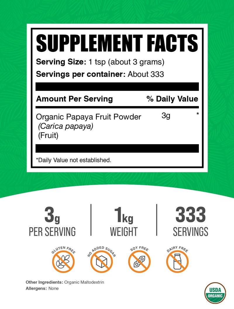 Gluten-free, soy-free, and dairy-free papaya powder