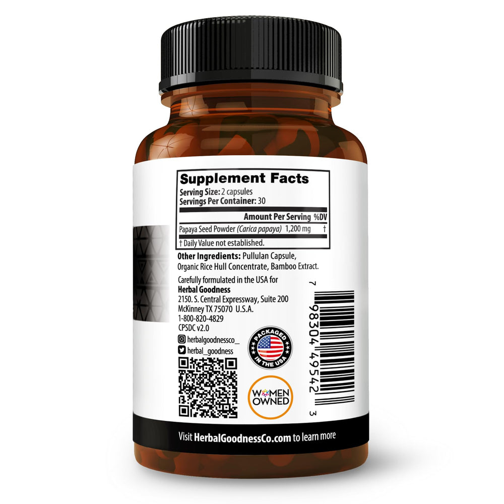 Papaya seeds capsules 60ct ingredients on label