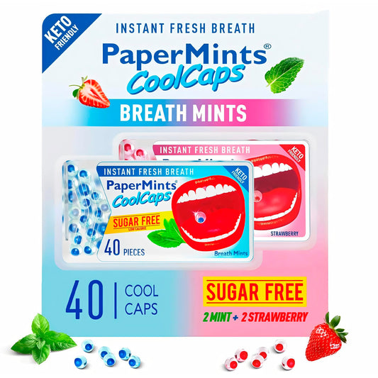 Front view of Papermints CoolCaps 4-pack box