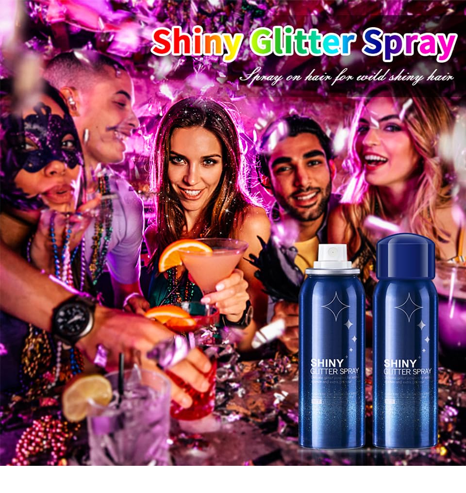 PAQIMAN Body Glitter Spray on face for radiant party sparkle
