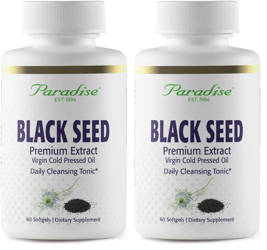 Paradise Black Seed Oil bottle front – 60 softgels (pack of 2)
