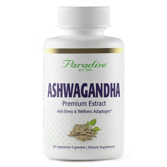 Paradise Herbs Organic Ashwagandha 60 vegetarian capsules bottle