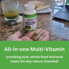 60-count bottle displayed with organic ingredients imagery
