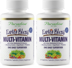 Paradise Herbs Earth's Blend Once Daily Multivitamin for Men bottle and pack of 2