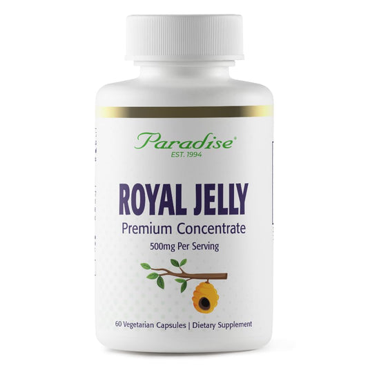 Paradise Herbs Royal Jelly Golden Emperor ultra-pure vegan gluten-free non-GMO freeze-dried concentrate in 60-count vegetarian capsules