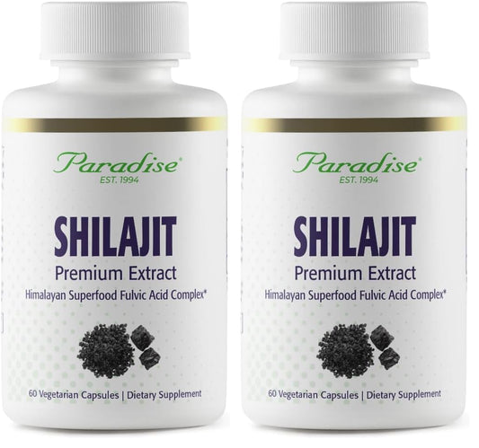 Paradise Herbs Shilajit Extract – 60 Vegetarian Capsules, Pack of 2