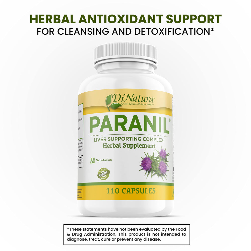 Close-up of Paranil's 17-herb formula including milk thistle