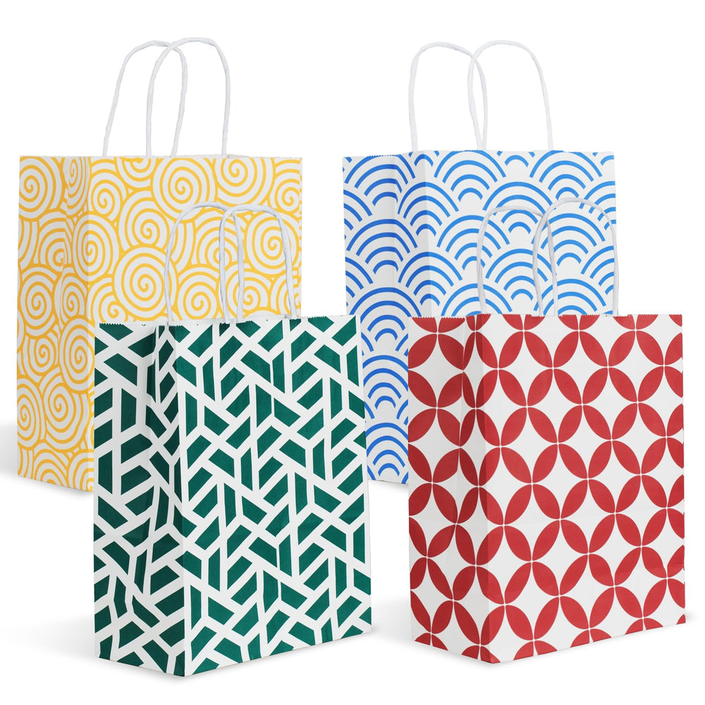 Parmedu assorted color paper bags with handles, 24-pack, 10.2 x 8.5 x 3.9 inches