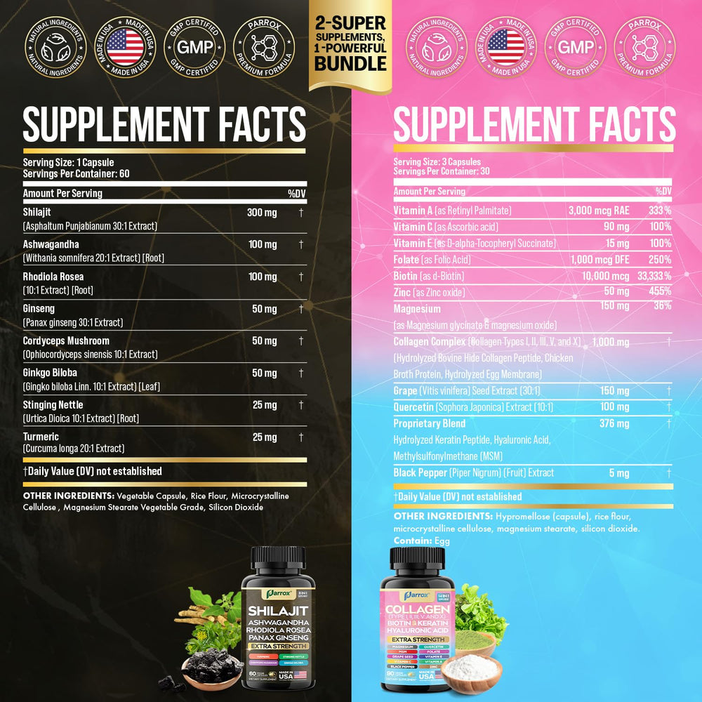 Assorted Parrox ingredients and capsules