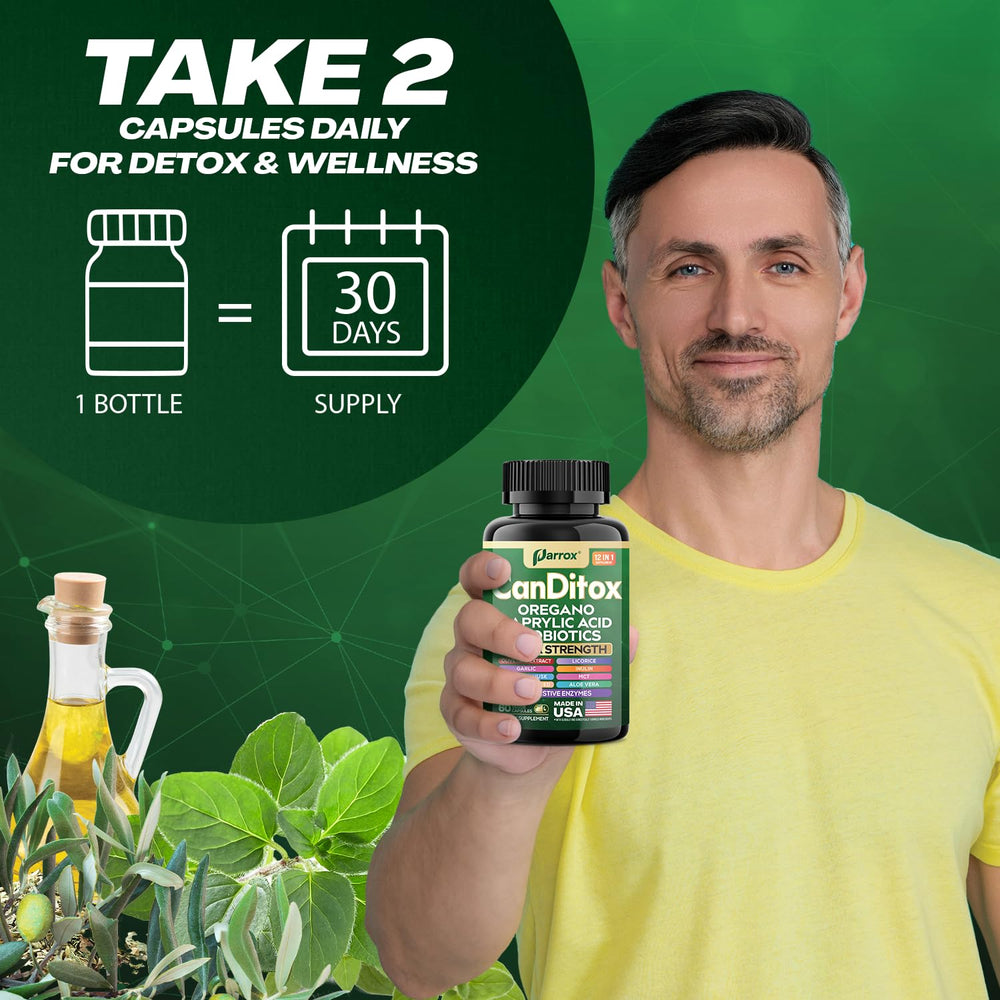 MCT oil, aloe vera imagery with Parrox CanDitox capsules