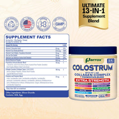 Collagen blend with probiotics and nutrients in Parrox Colostrum Powder