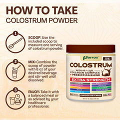 Nutrition facts panel for Parrox Colostrum Powder