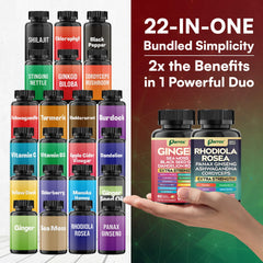 Bundle image highlighting ingredients like turmeric, dandelion, sea moss and elderberry
