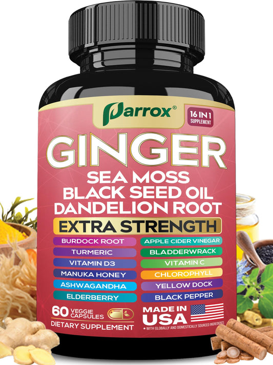 Parrox Ginger 16-in-1 bottle label