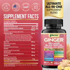 Parrox Ginger 16-in-1 ingredients overview on label