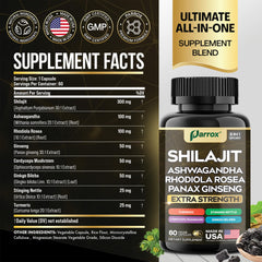 Close-up of Parrox Shilajit 8-in-1 capsules