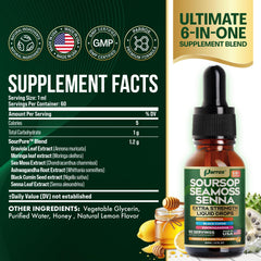 1 ml dropper dispensing Parrox Soursop Seamoss Senna Liquid Drops