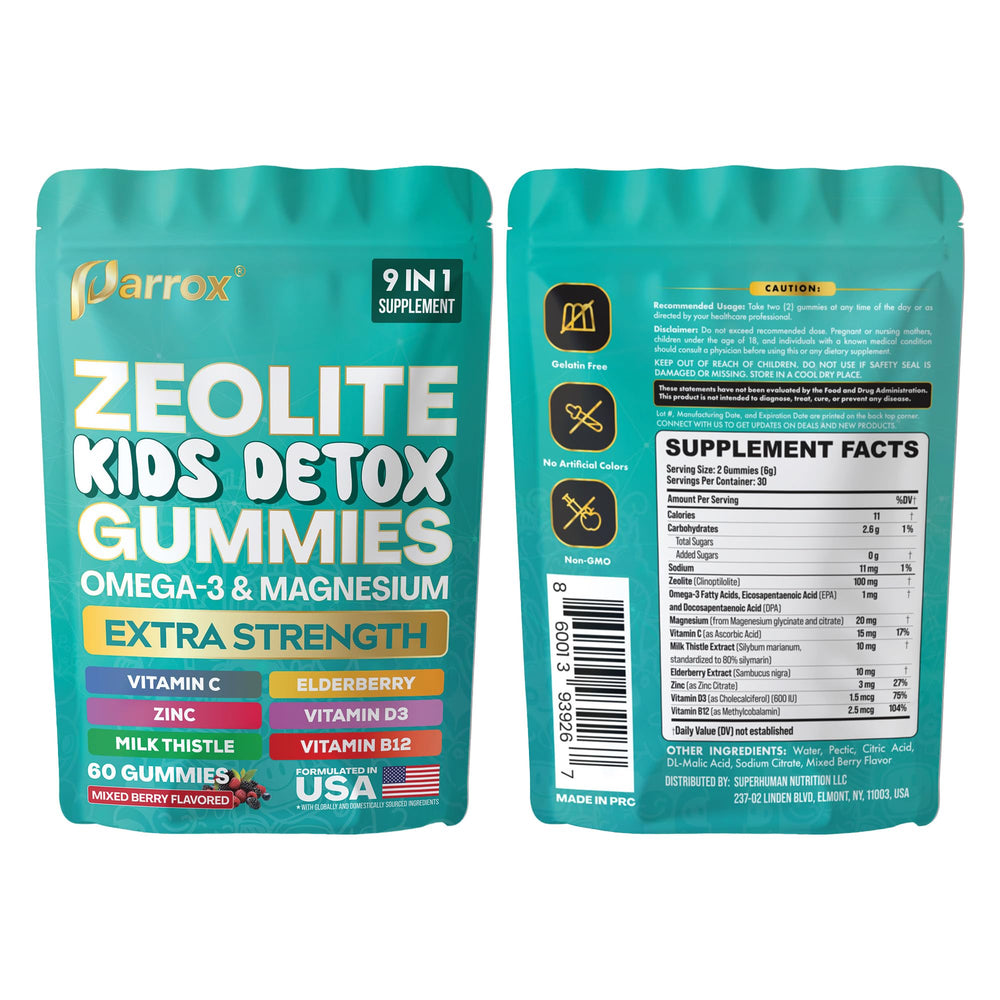 Mess-free, melt-proof design of Parrox Zeolite Kids Gummies
