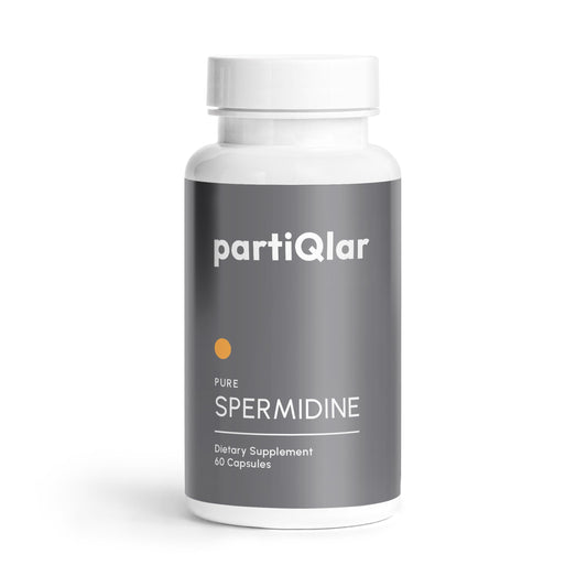 Front view of partiQlar Spermidine Supplement bottle