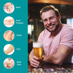 User wearing patch after night out, 8–12 hours duration