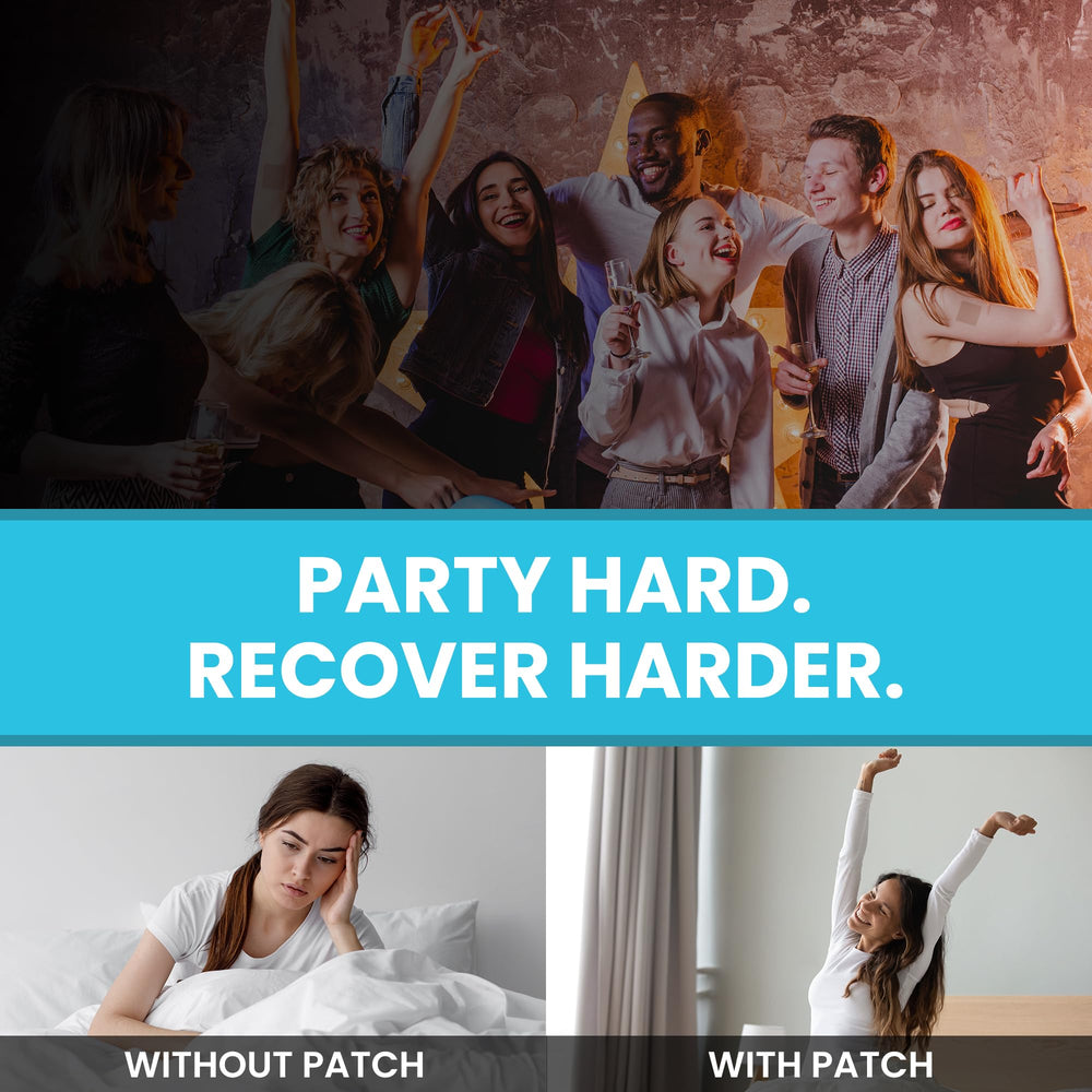 Close-up packaging of Party Recovery Patches 42 Pack