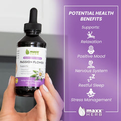 Ingredients label showing passion flower herb extract glycerin water and citric acid