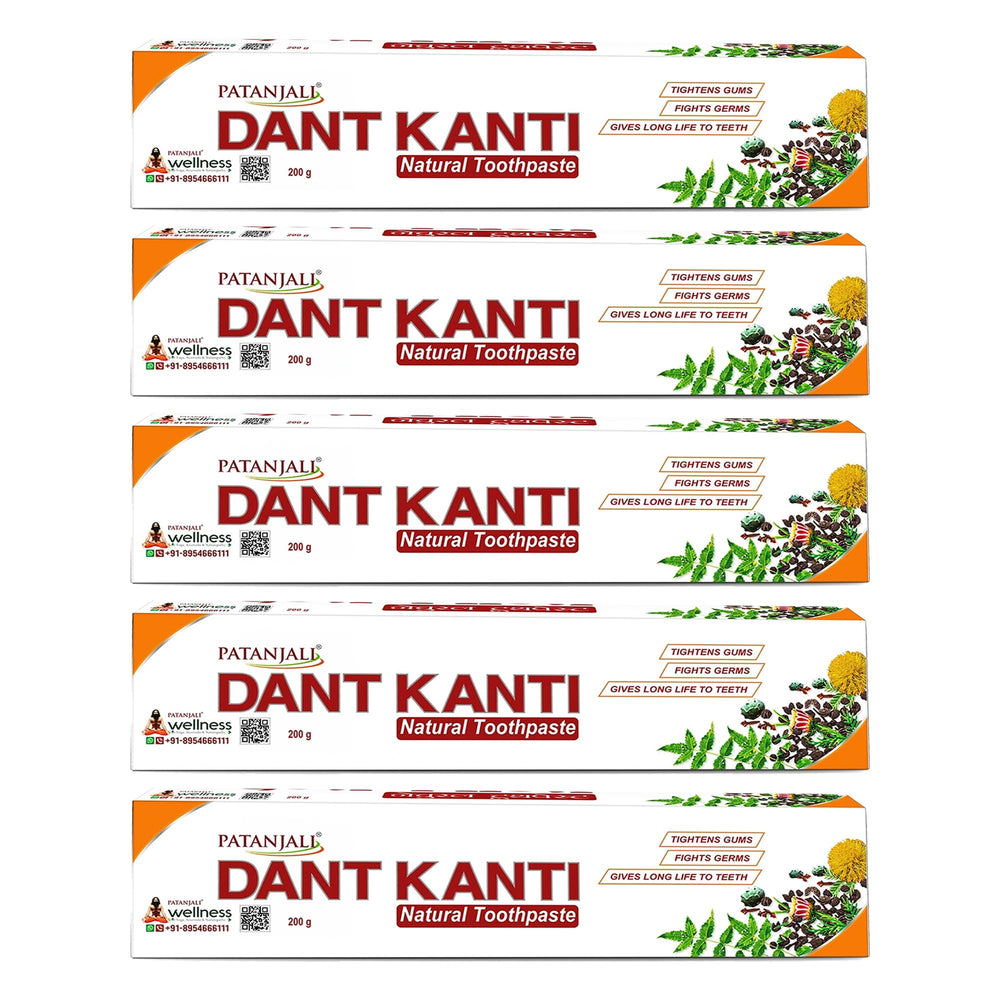 Patanjali Dant Kanti toothpaste 200g pack of 5 - front view