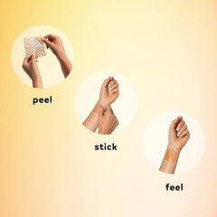 Person applying a patch to the inside of the wrist