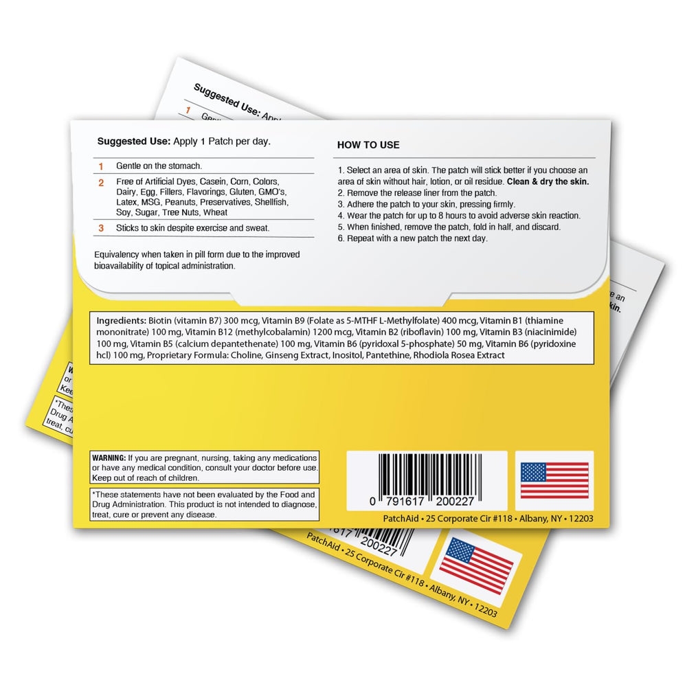 PatchAid B12 Energy Plus Topical Patch packaging information