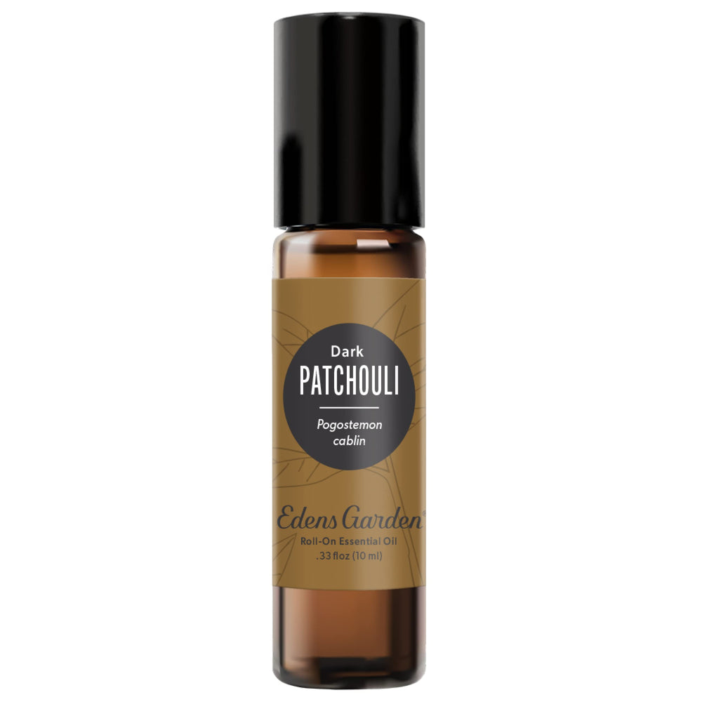 Patchouli-Dark essential oil roll-on bottle with label