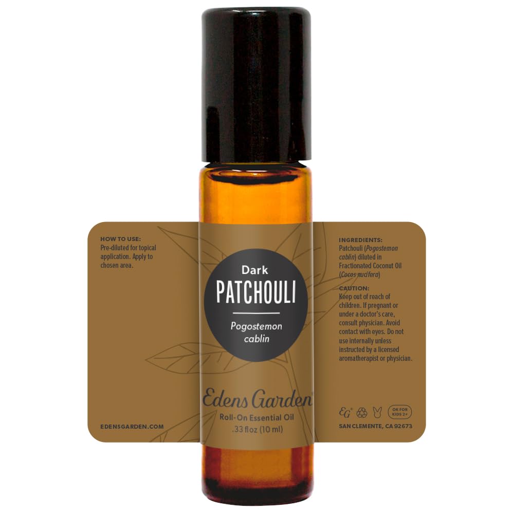 Patchouli-Dark roll-on in a serene spa setup