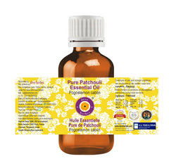 Patchouli essential oil steam distilled Pogostemon cablin label
