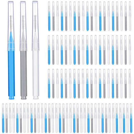 Patelai 100-piece braces brush set in assorted colors (blue, grey, white)