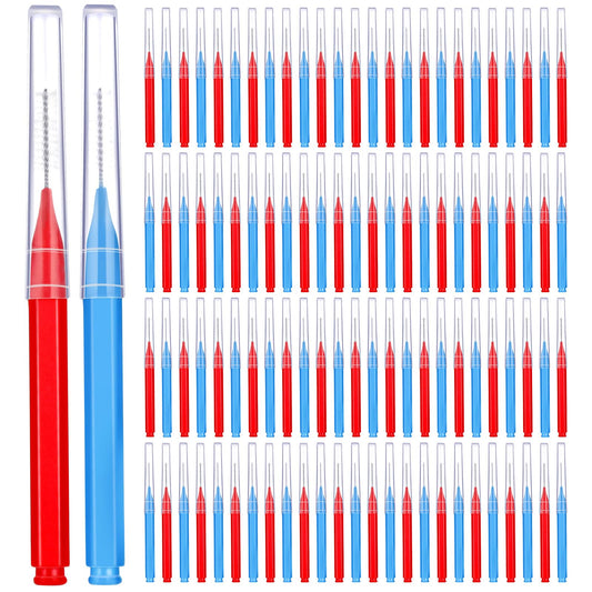 Patelai 100-piece interdental brushes set in blue and red colors