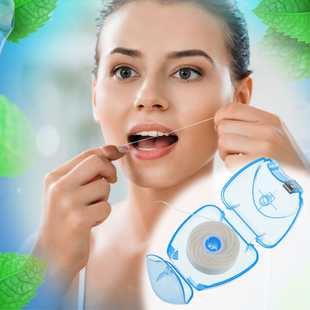 Portable compact dental floss picks for travel and on the go