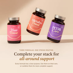 PCOS support supplement packaging on desk