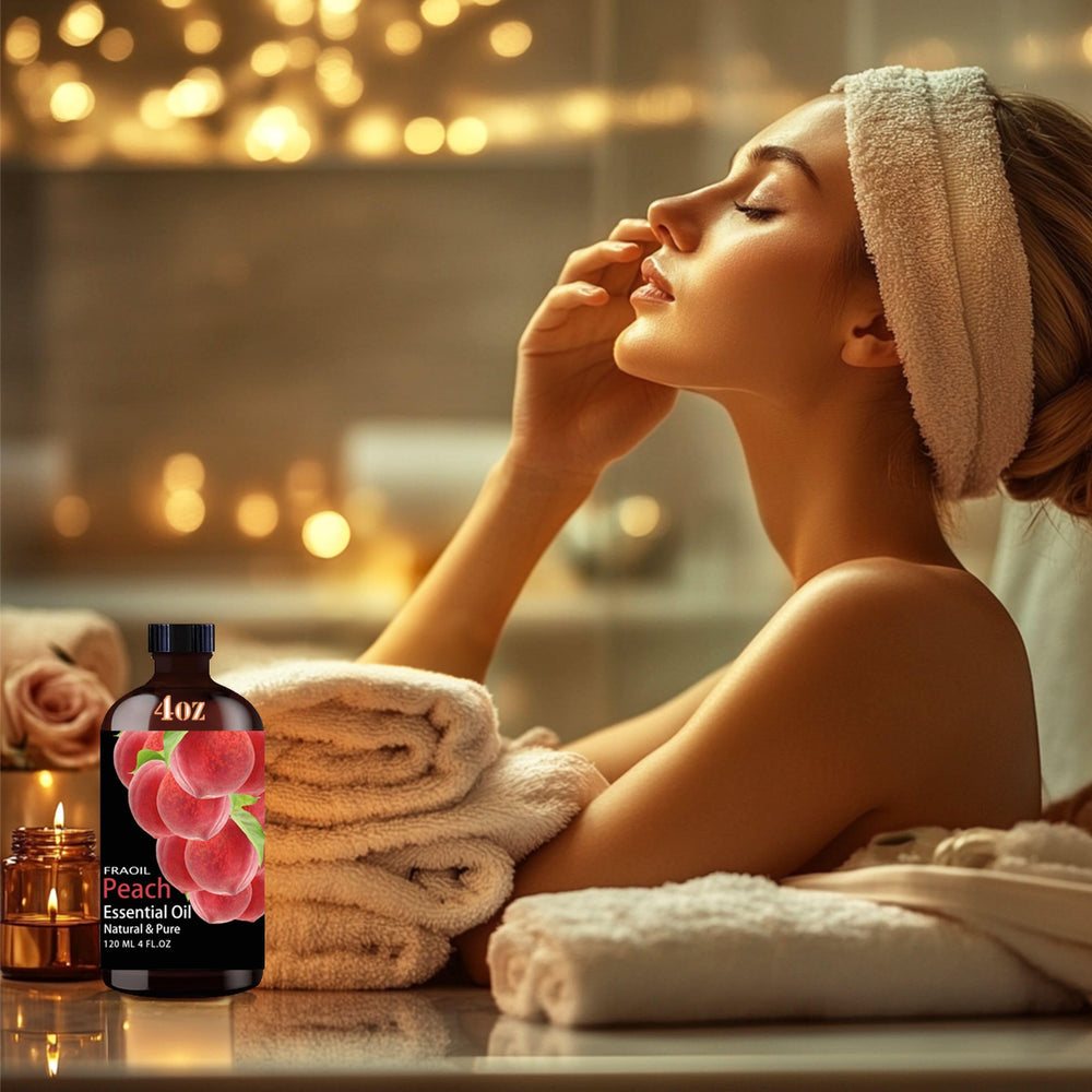 Elegant peach essential oil gift packaging