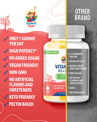 Peach-flavored sugar-free Vitamin D3 K2 gummies label close-up