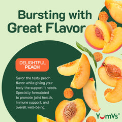 Peach flavor turmeric gummies packaging and label