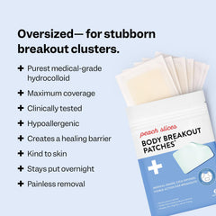 Peach Slices oversized patch on arm delivers fast coverage for larger breakouts.