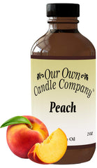 Front view of Our Own Candle Company Peach Scented Diffuser Oil 2oz bottle