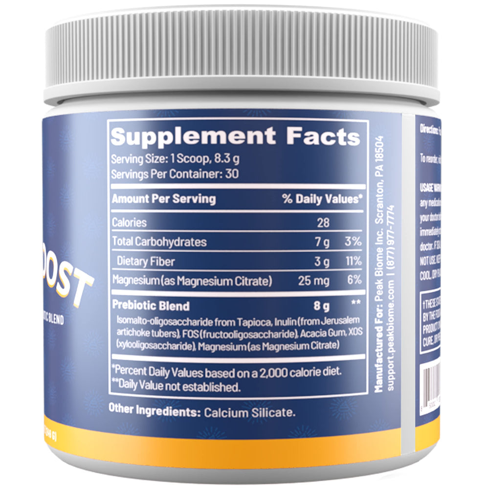 Peak BioBoost scoop dissolves quickly for a flavorless fiber boost.