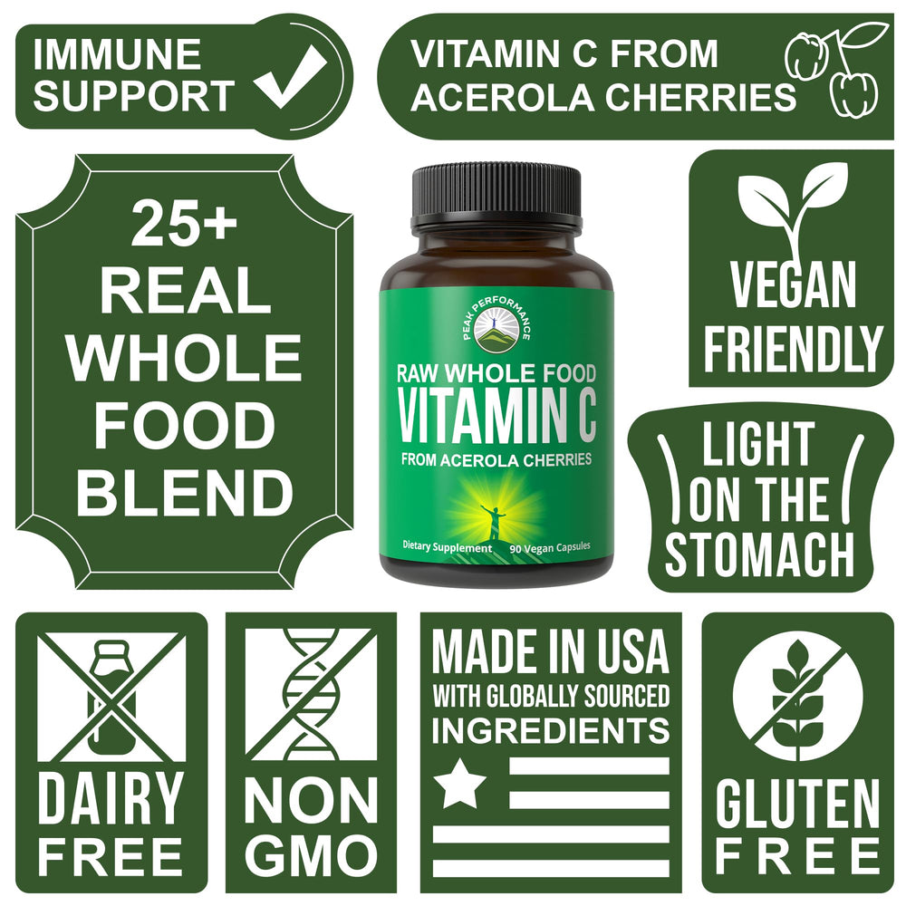 Vegan formula Vitamin C capsules free of gluten and GMOs