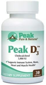 Peak D3 bottle label showing 5000 IU