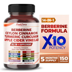 Front view of PeakPury Berberine Cinnamon Apple Cider Vinegar Turmeric bottle