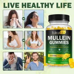 Pear-flavored mullein gummies on white background