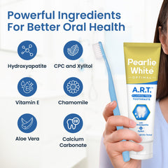 Fluoride-free label on Pearlie White toothpaste