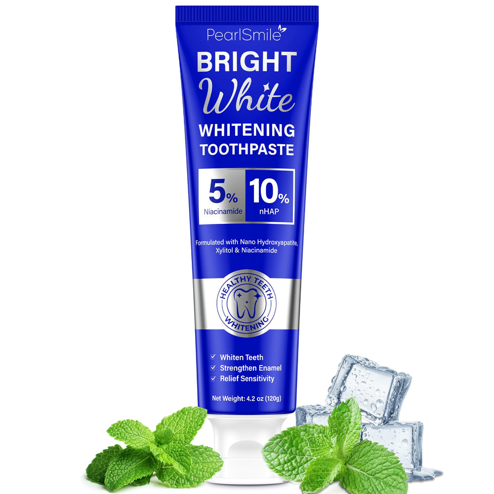 PearlSmile whitening toothpaste 4.2oz tube on white background