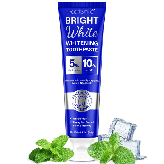 PearlSmile whitening toothpaste 4.2oz tube on white background