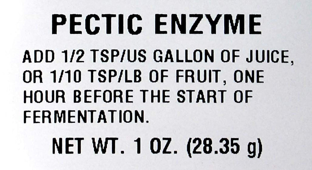 Front view of pectic enzyme 1 oz packaging